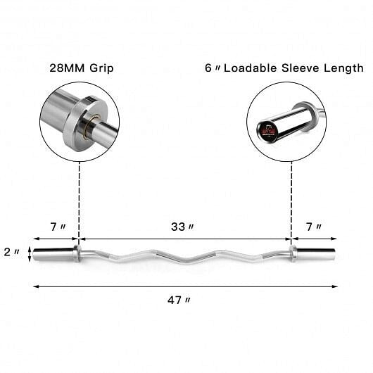 47 Inch Chrome Steel Home Gym Fitness Equipment Bar